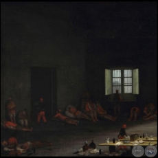 Soldados paraguayos heridos prisioneros de la batalla de Yatay - Pintura de Cándido López - Año 1892